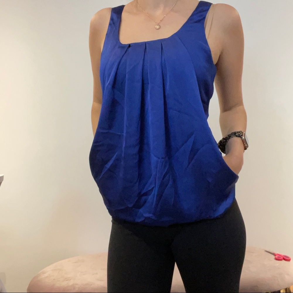 SILK BLUE SAPHIR POCKET CAMI TANK TOP